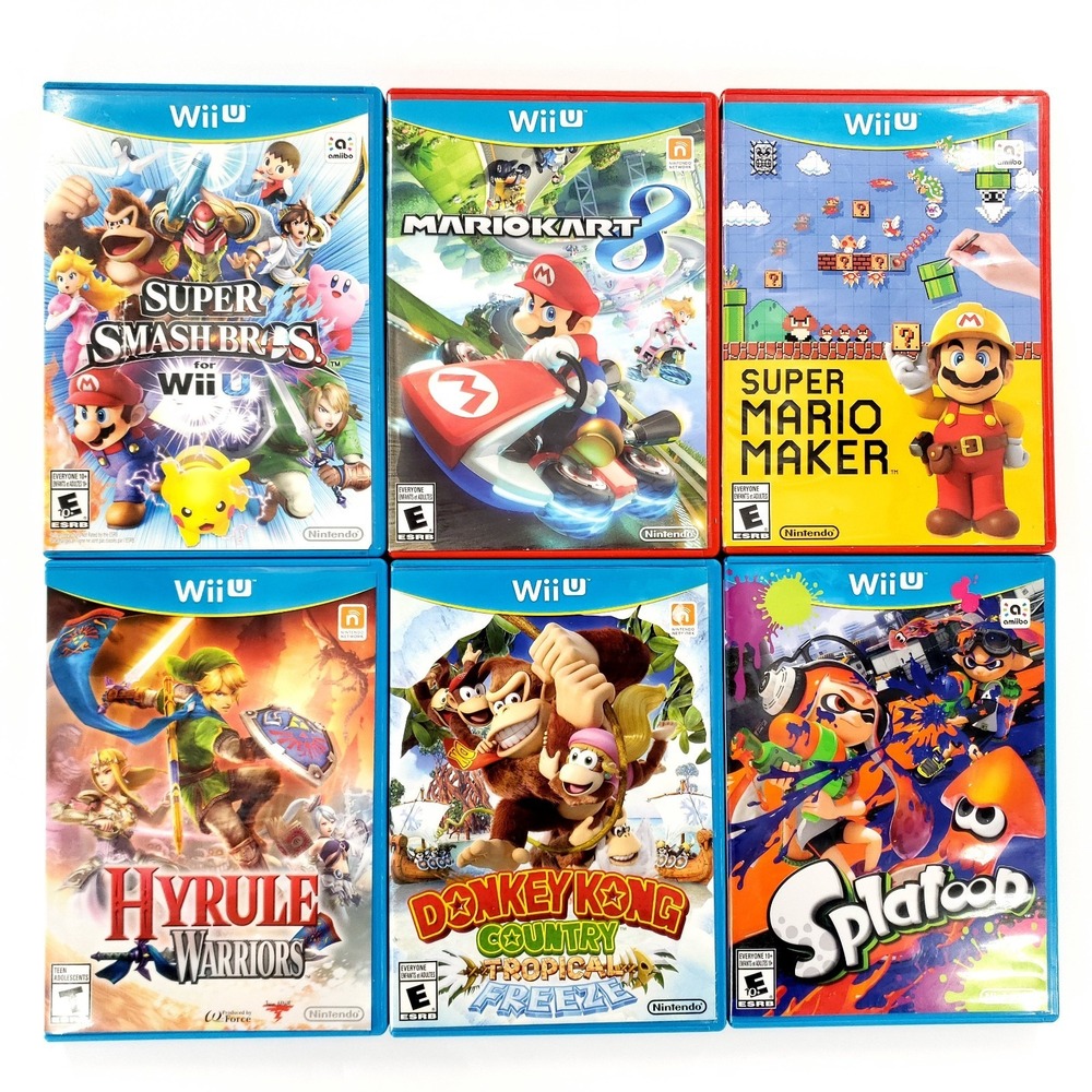 Nintendo Wii U Game Lot Of 6 Smash Mario Kart Maker Hyrule Donkey Kong Splatoon